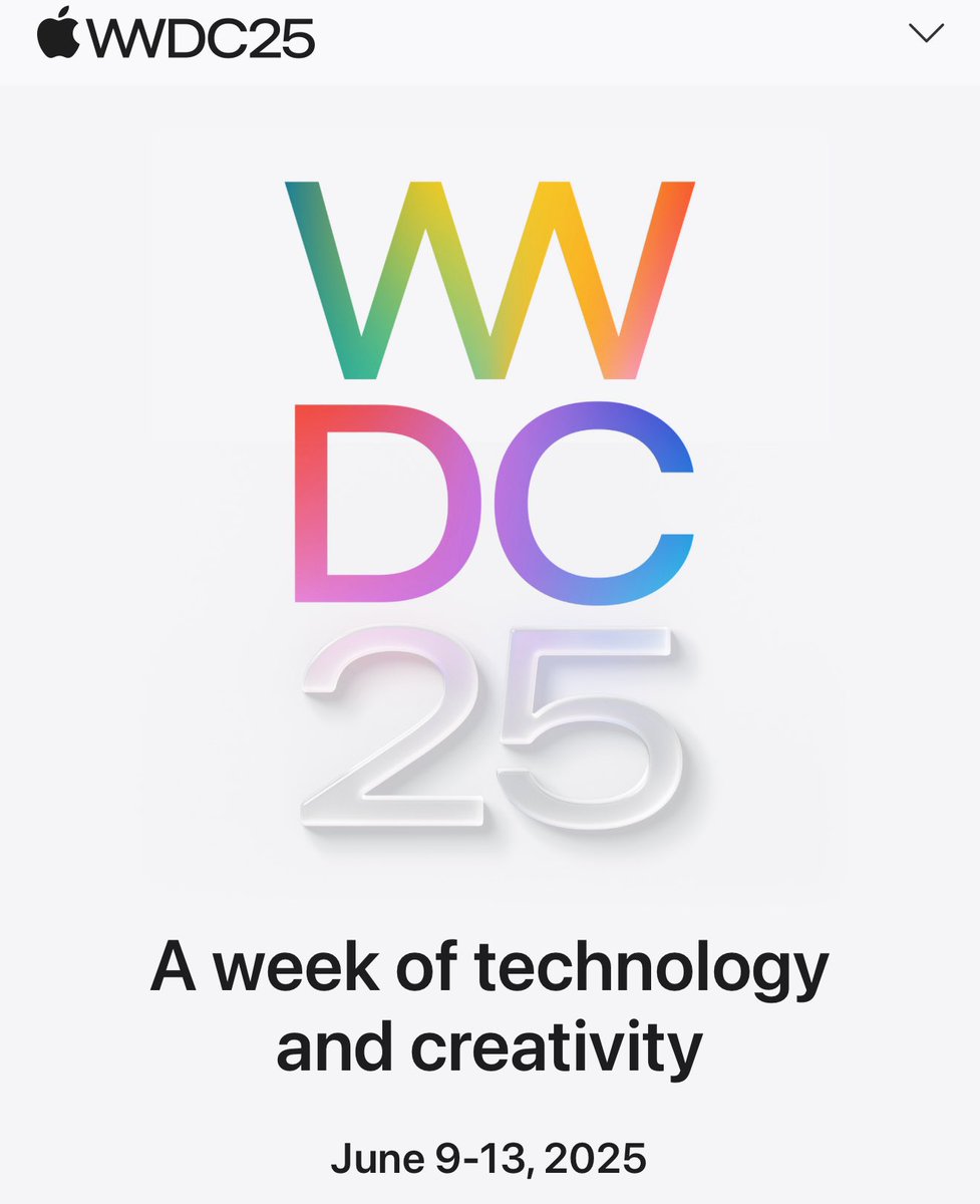 📌 رسمياً آبل تعلن عن مؤتمرها القادم للمطورين #WWDC25 بتاريخ 9 يونيو ، سيتم الإعلان في هذا المؤتمر عن نظام :

- iOS19 
- macOS
- ipadOS19 
- watchOS 
- tvOS