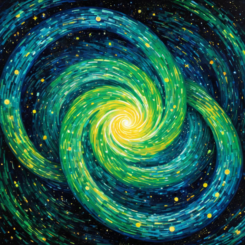 A vibrant spiral galaxy rendered in the style of Van Gogh's Starry Night
#InfiniteLoop #ModeWithSogni