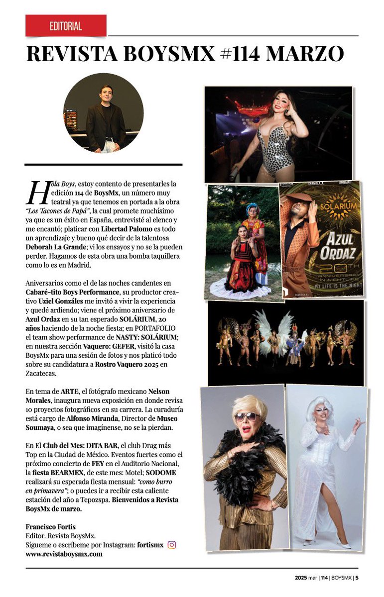 Francisco Fortis (@fortismx) on Twitter photo Antes de que termine marzo les comparto <a href="/revistaboysmx/">Revista BoysMx</a> #114⚡️ En portada la obra “Los Tacones de Papá” del productor <a href="/MiguelAlonzzo/">Miguel Alonso</a> En mi editorial está todo el chisme. Antes de que termine marzo les comparto <a href="/revistaboysmx/">Revista BoysMx</a> #114⚡️ En portada la obra “Los Tacones de Papá” del productor <a href="/MiguelAlonzzo/">Miguel Alonso</a> En mi editorial está todo el chisme.