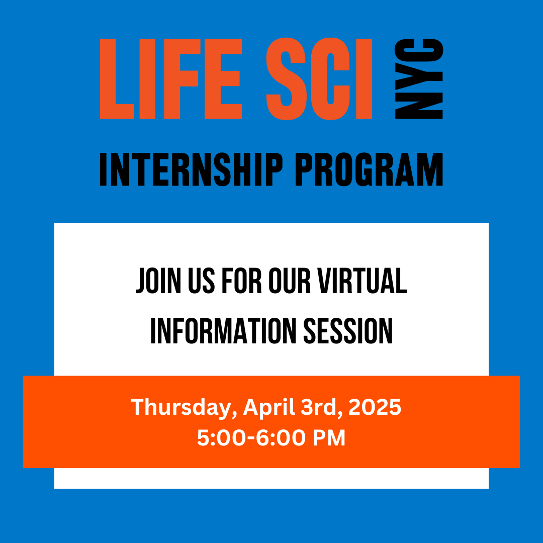 The LifeSci NYC Internship Program invites you to our virtual Info Session on Thursday, April 3rd from 5-6PM! The info session will provide details about the program and application process, as well as guidance on how to create an application. Register at lnkd.in/eh4wV7Sx