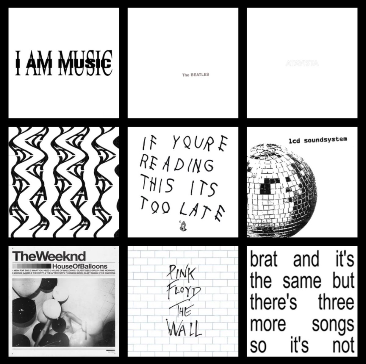 Guy who only listens to albums with white covers that have black text