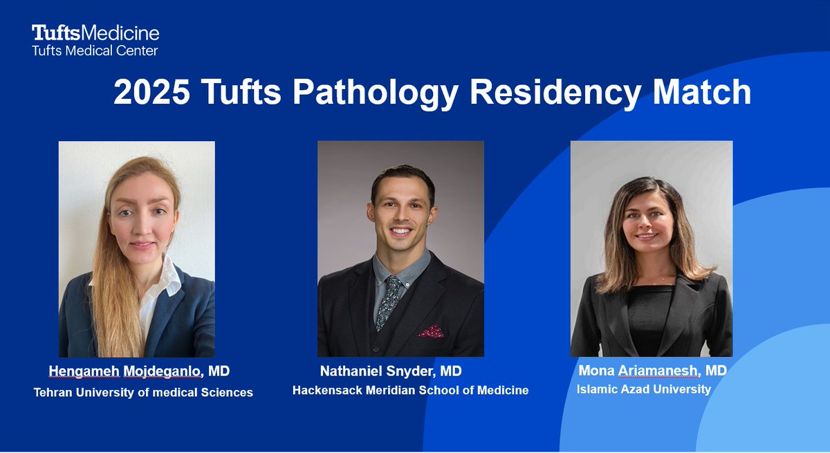 TuftsMCPathRes's tweet image. Congratulations to our incoming PGY1 class! 🥳🥳
Welcome to the Tufts Pathology program—we’re thrilled to have you with us and can’t wait to see all the amazing things you’ll achieve. Best of luck on this exciting journey ahead! #PathMatch2025 #PathTwitter