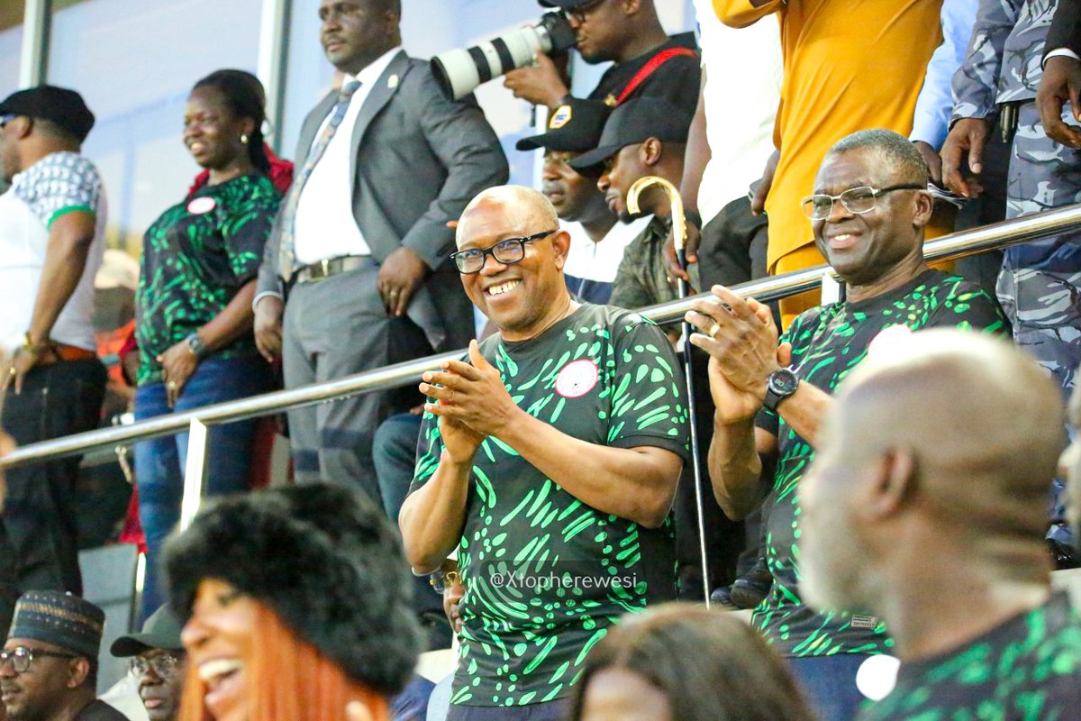 Last night, I got a tip that <a href="/PeterObi/">Peter Obi</a> was coming to cheer the Super Eagles against Zimbabwe. Ordinarily he would sit with the supporters club, but it seems like the Akwa Ibom state govt wanted him to stay in the VIP, and he obliged. 

PO applauds Victor Osimhen after he netted.