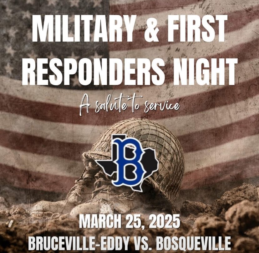 DThomasBHS's tweet photo. Tonight the Bosqueville Baseball Team is honoring our first responders at 5:50 pm. We would love to see the stands full as we take on Brucevile-Eddy.  #GoBosqueville https://t.co/vieFn5R4cQ