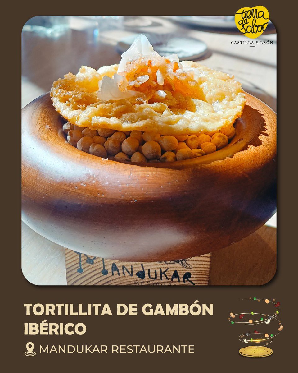 «Tortillita de Gambón Ibérico» de Aitor Jiménez (Mandukar, Badajoz) es una reinterpretación de las tortillitas de camarón, con harina de #GarbanzodePedrosilloMG , tartar de gambón, velo ibérico, chimichurri y AOVE infusionado con aromáticas extremeñas... 🤤 #desTAPAlasLEGUMBRES