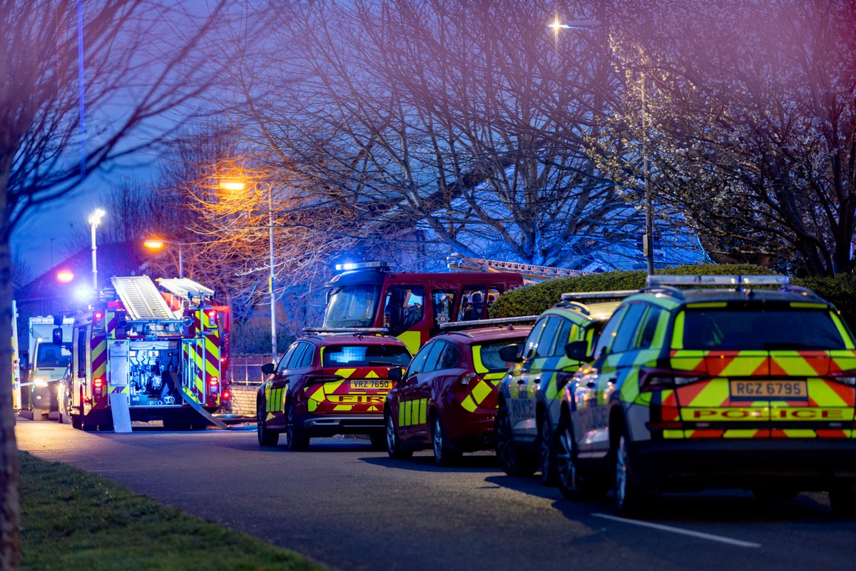 BREAKING: This is the scene in Newtownards tonight where emergency services are at the scene of an extremely serious fire. 

The blaze has taken place at a fold, I understand there are several casualties being treated at the scene.  <a href="/BelTel/">Belfast Telegraph</a>