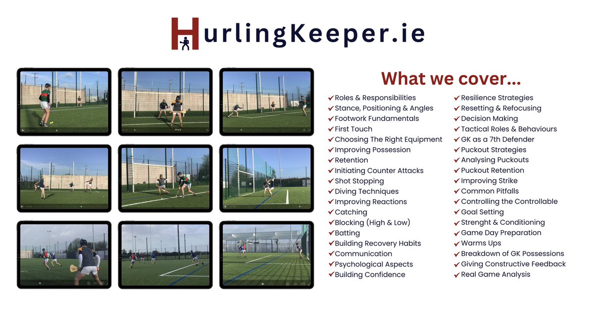 Over 6 hours of goalkeeping coaching content that you can start, finish and rewatch 24/7 for 12 months! 

hurlingkeeper.ie/products/onlin…