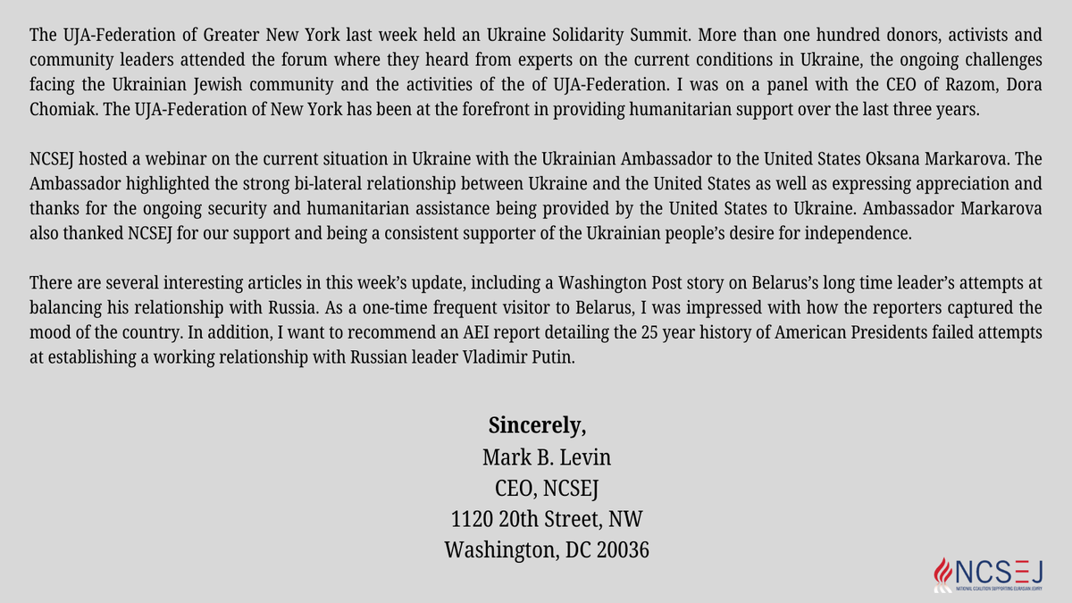 NCSEJ's tweet photo. Weekly Letter from NCSEJ CEO Mark Levin, March 21, 2025 https://t.co/OK40ABa7Ta
