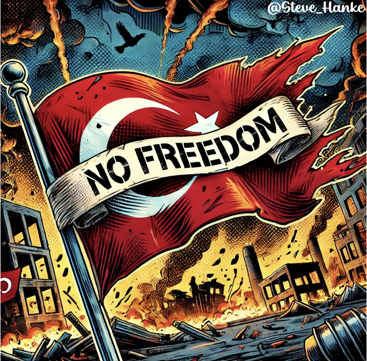 steve_hanke's tweet photo. #TurkeyWatch🇹🇷:

PRES. ERDOĞAN'S TURKEY = NO FREEDOM IN SIGHT. https://t.co/eaEzc6aq7P