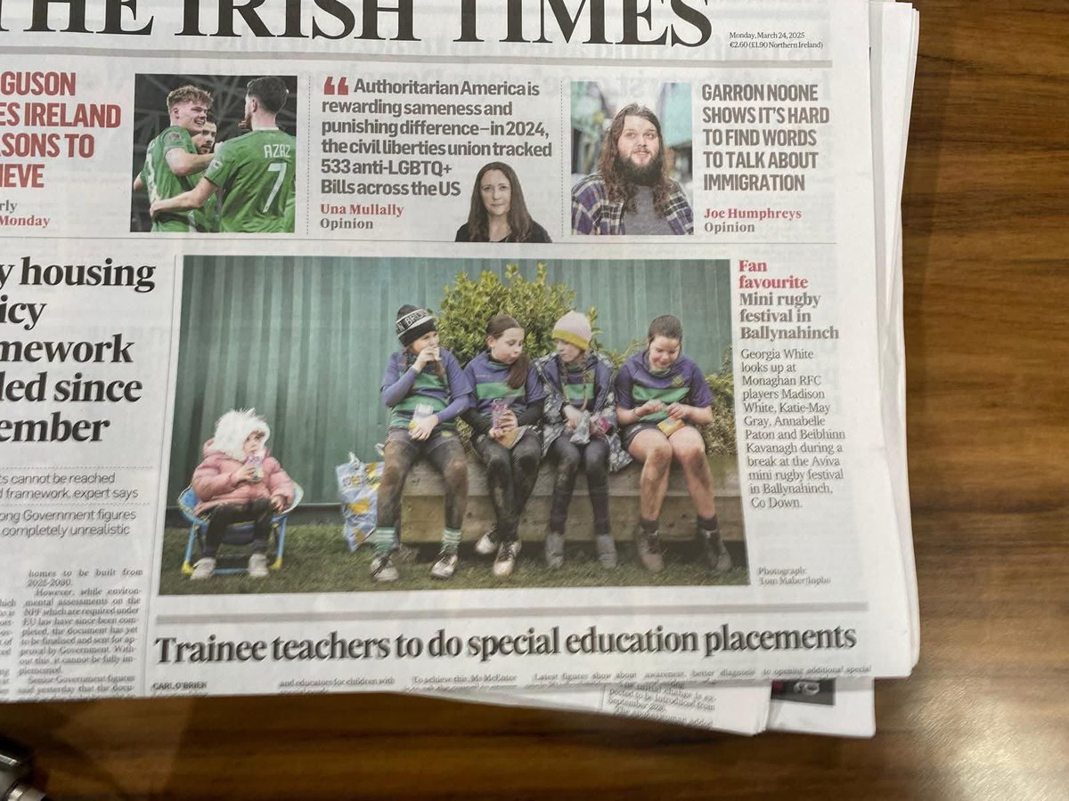Two of our pupils (and an incoming pupil 👧🏼!) made the front page of The Irish Times 🗞️ We are so proud of you girls and all your achievements 🏉🙌🏻 <a href="/ActiveFlag/">Active School Flag</a>