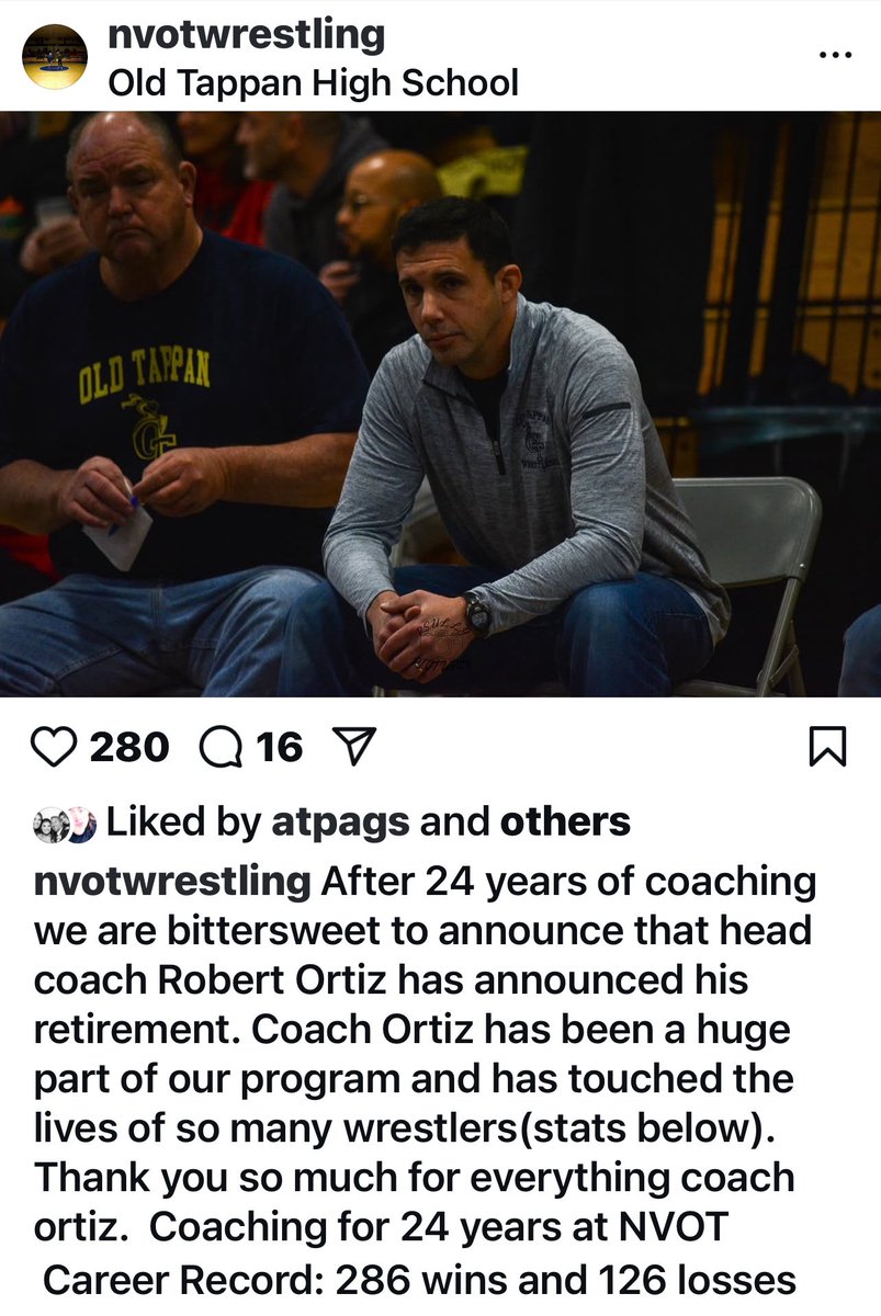 The Administration, Athletics Department and the District would like to Thank Coach Ortiz for his 24 years of service to our wrestling program. A true Educational leader for our Students