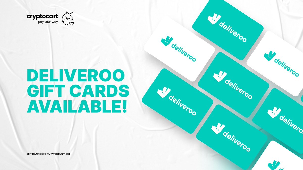 CryptoCartCC's tweet image. 🍔 Craving something delicious? @Deliveroo has you covered!

Order your favourite meals straight to your door with CryptoCart gift cards. Pay with crypto and enjoy up to 10% off!

🔗 giftcards.cryptocart.cc

#CryptoCart #Deliveroo #Foodie #CCV2