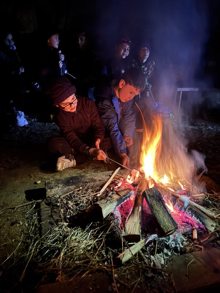 Toasting marshmallows!