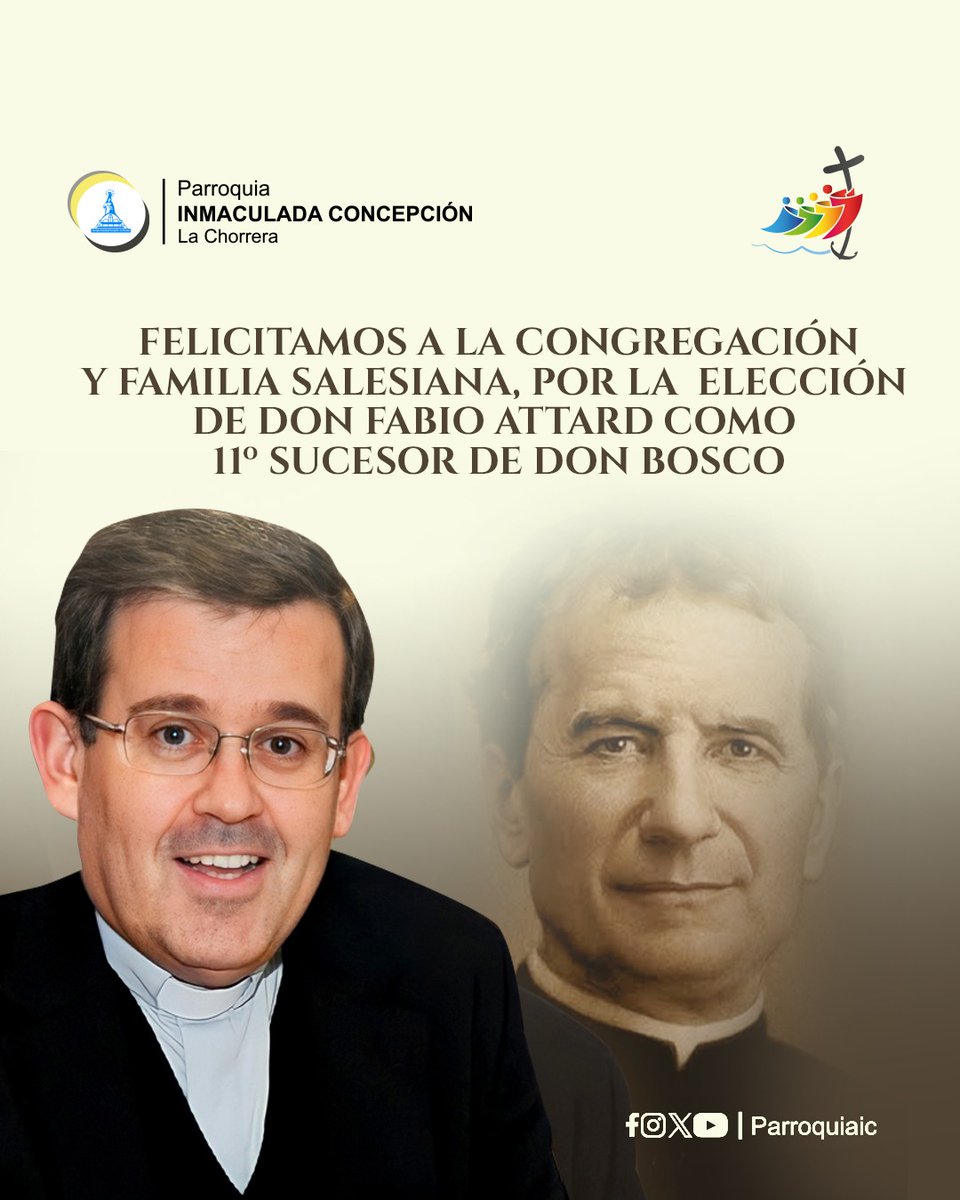ParroquiaIC's tweet photo. Felicitamos a la congregación y familia Salesiana, por la elección de Don Favio Attard como 11° sucesor de Don Bosco

#Parroquiaic https://t.co/dEhdqYON1f