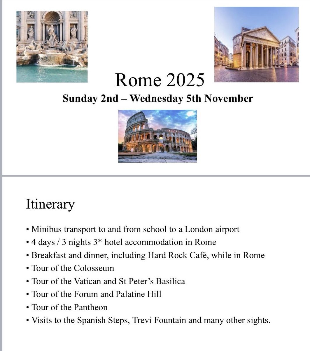 Super excited to be launching our next trip abroad! Lots of interest already. Letters available from C26 from tomorrow. Trip goes live on Parentpay on Thursday ☺️