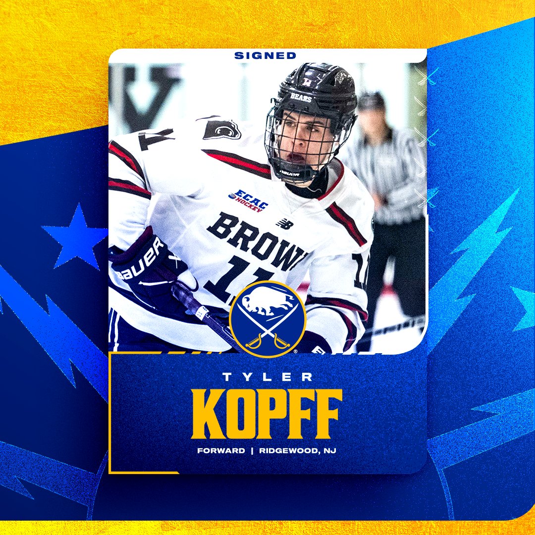 BuffaloSabres's tweet image. We have signed forward Tyler Kopff to a two-year entry-level contract that will begin in 2025-26.

Kopff will join @AmerksHockey on a tryout contract for the remainder of the 2024-25 season. Details → bufsabres.co/4j80kZD