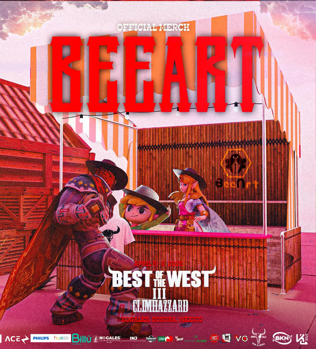 BotW_Tournament's tweet photo. 🔥PRESENTING THE OFFICIAL MERCH STAND FOR BEST OF THE WEST III 🔥

We are proud to announce our partnership with BeeArt (@BeeArtDesigns) as they will help in bringing our official merch into the event. They will also sell some of their own offerings. Below you can see some of the items that will be sold during Best of the West III 🫡

REGISTRATION LINK IN THE COMMENTS 👇

🎨:@versionadc