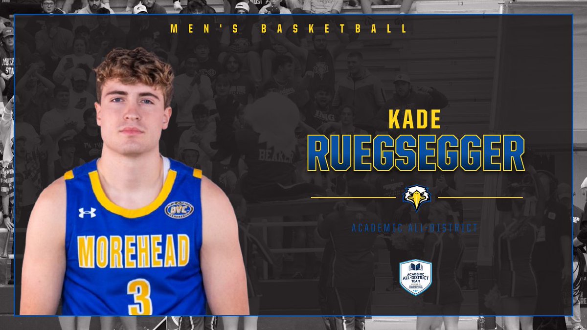 Morehead State Athletics (@msueagles) on Twitter photo .<a href="/MSUEaglesMBB/">Morehead State Men's Basketball</a> graduate student Kade Ruegsegger is an Academic All-District winner, as voted by the <a href="/CollSportsComm/">College Sports Communicators</a>.
Story: tinyurl.com/33fwrxau
#SoarHigher #SkoEags .<a href="/MSUEaglesMBB/">Morehead State Men's Basketball</a> graduate student Kade Ruegsegger is an Academic All-District winner, as voted by the <a href="/CollSportsComm/">College Sports Communicators</a>.
Story: tinyurl.com/33fwrxau
#SoarHigher #SkoEags