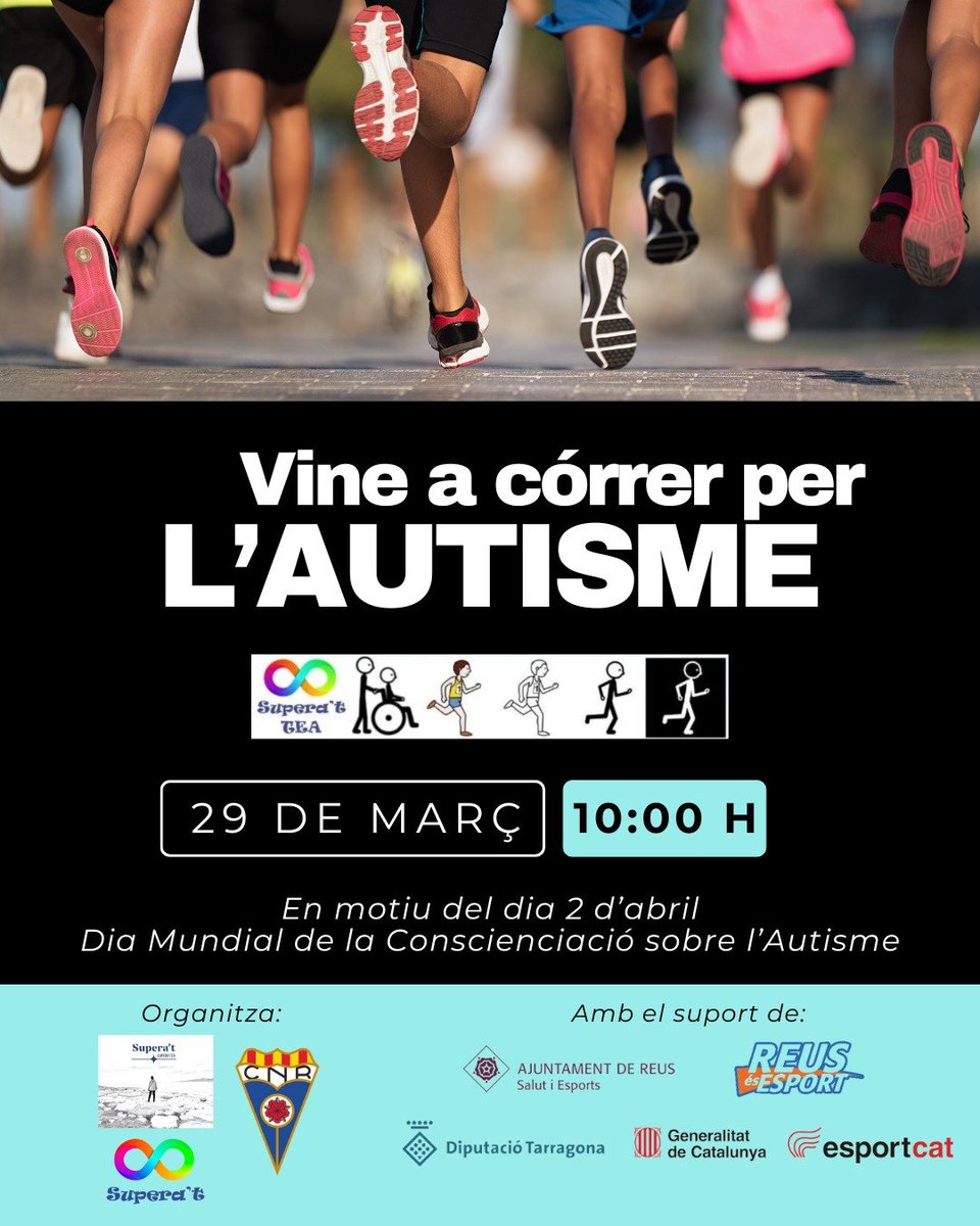 En motiu del Dia Mundial de la Conscienciació sobre l'Autisme, el proper dissabte 29 de març tindran lloc al Ploms les curses del "Vine a córrer l'Autisme". 
Inscripcions a través de la web del Club.
Anima't a participar!
@associaciosuperat
#PlomsSuperat
#PlomsEsportiValors