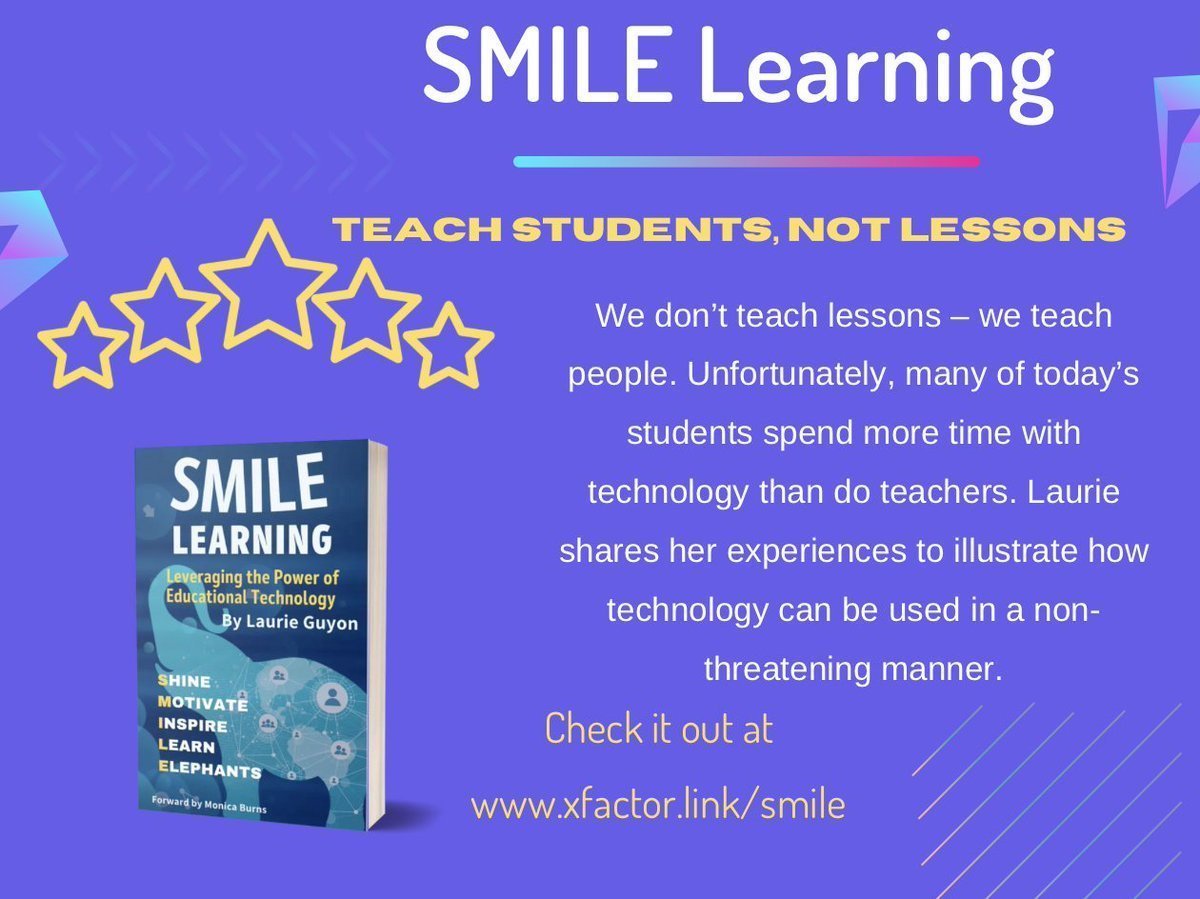 X-Factor EDU (@xfactoredu) on Twitter photo Looking for fresh ideas?
Check out SMILE Learning book where author
<a href="/SMILELearning/">Laurie Guyon π</a> illustrates how technology can be used in a non-threatening manner.
Check it out: xfactor.link/smile
#NYSCATE <a href="/MatthewXJoseph/">Dr. Matthew X. Joseph</a> <a href="/coachthomastech/">Dan Thomas - Hands-On Fun w/ STEM & PBL & LEGOπ§π</a> <a href="/AJBloom2pnt0/">Aimee Bloom πββοΈπ΄ββοΈπββοΈ</a> <a href="/DeannPoleon/">Deann Poleon</a> <a href="/NYSCATE/">NYSCATE π‘π»</a> Looking for fresh ideas?
Check out SMILE Learning book where author
<a href="/SMILELearning/">Laurie Guyon π</a> illustrates how technology can be used in a non-threatening manner.
Check it out: xfactor.link/smile
#NYSCATE <a href="/MatthewXJoseph/">Dr. Matthew X. Joseph</a> <a href="/coachthomastech/">Dan Thomas - Hands-On Fun w/ STEM & PBL & LEGOπ§π</a> <a href="/AJBloom2pnt0/">Aimee Bloom πββοΈπ΄ββοΈπββοΈ</a> <a href="/DeannPoleon/">Deann Poleon</a> <a href="/NYSCATE/">NYSCATE π‘π»</a>