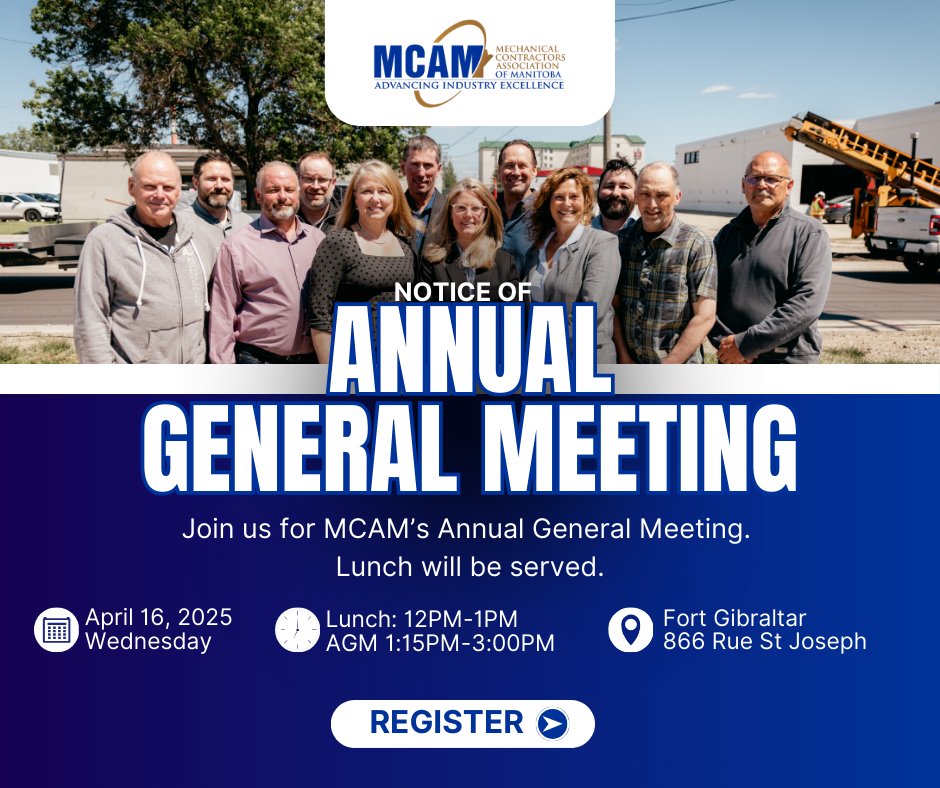 mcamanitoba's tweet image. Notice of Annual General Meeting 📢

Join us on April 16 at Fort Gibraltar for our AGM! 🗓️
Lunch: 12:00 PM - 1:00 PM
AGM: 1:15 PM - 3:00 PM

Register now to secure your spot! ow.ly/xlHm50VoeoB

#MCAM #MCAMMember