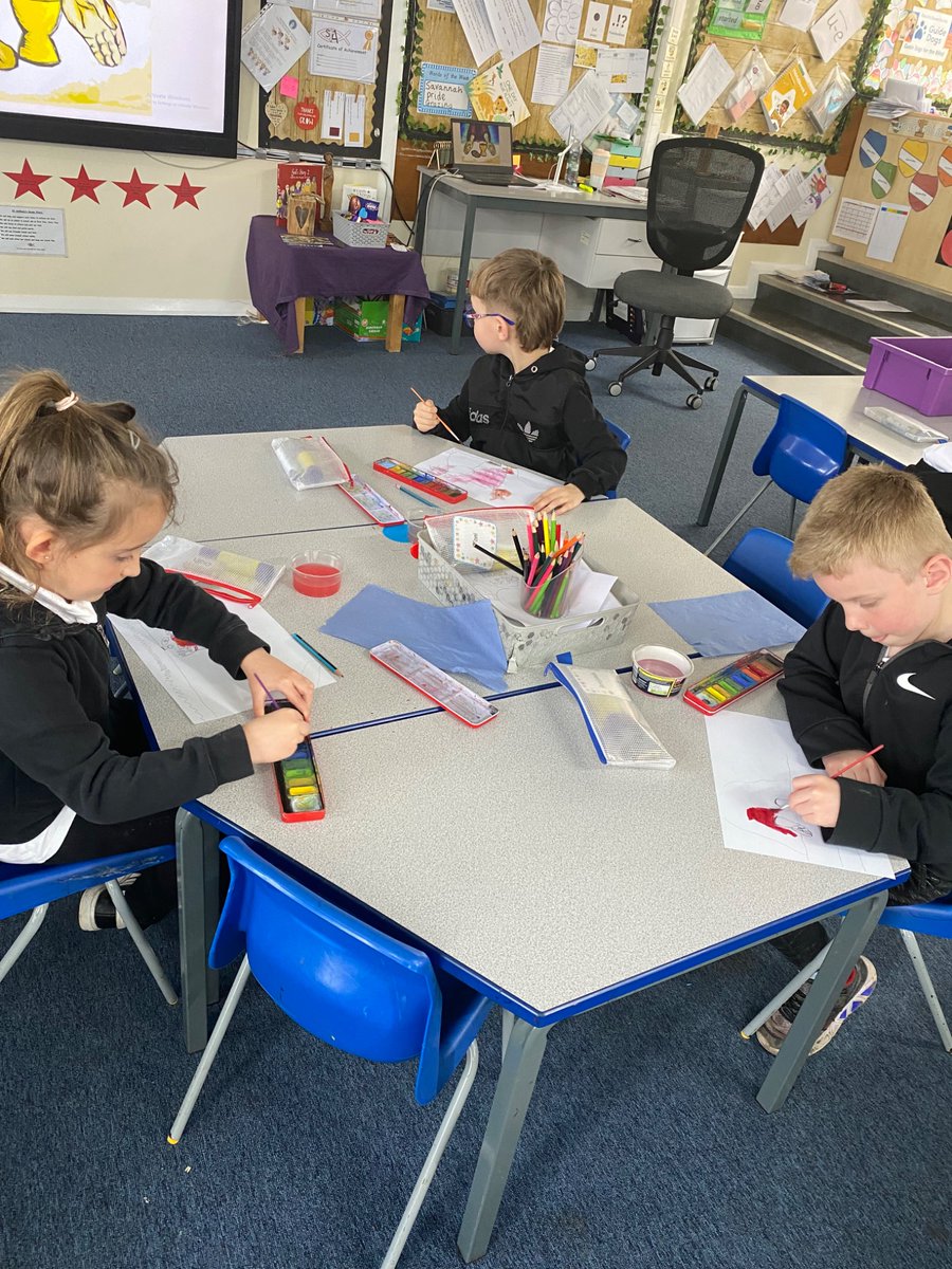 StAntsShipley's tweet image. In RE we listened to the story of The Last Supper. We then created artwork using watercolours 🎨🖌️#teamsas