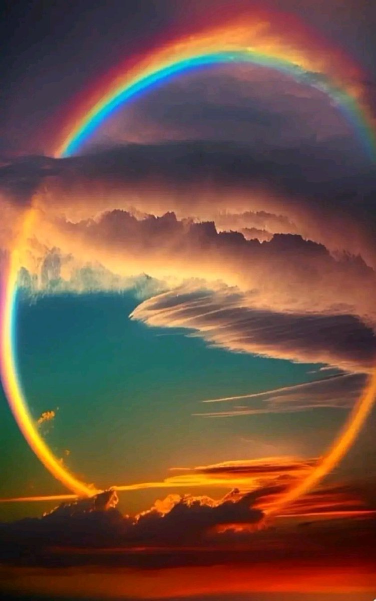 fopminui's tweet image. Complete rainbow captured at 30,000 feet by pilot Lloyd J. Ferraro.
Rainbows are actually complete circles, but we only see half the arc from Earth.