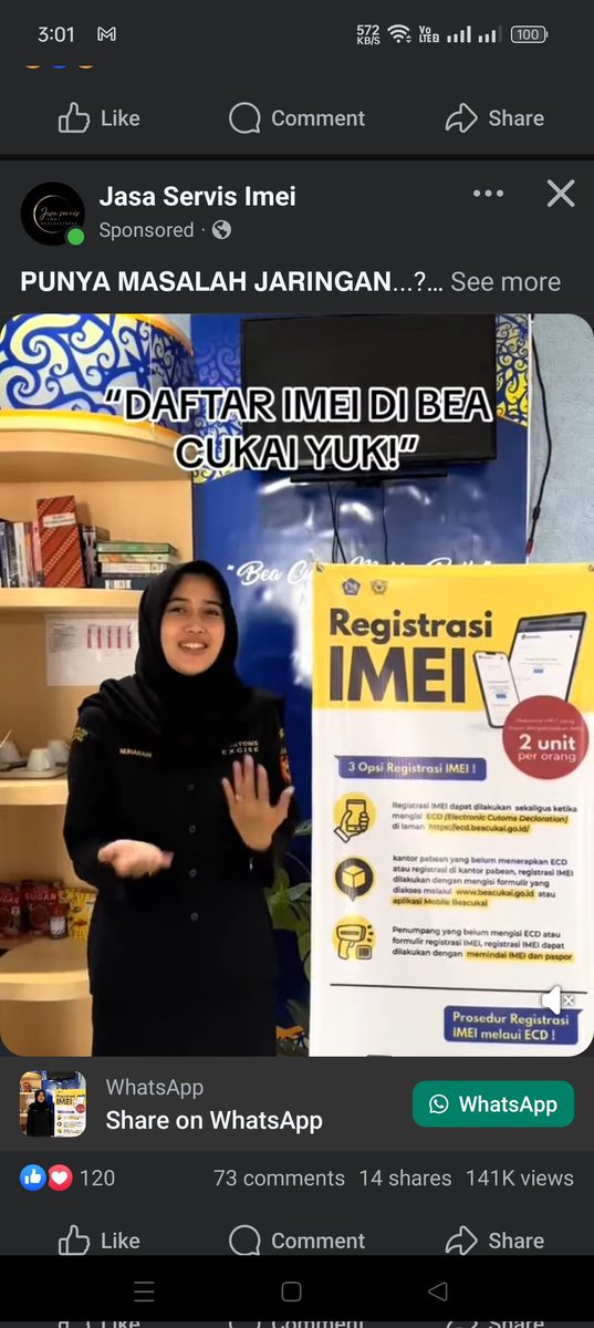 Hanya di indonesia imei sengaja di blokir buat di korupsi yah sampe jualan di fb loh 
<a href="/Kemenperin_RI/">Kemenperin</a> <a href="/beacukaiRI/">#BeaCukaiMakinBaik</a> <a href="/prabowo/">Prabowo Subianto</a> <a href="/Gerindra/">Partai Gerindra</a> 
#signalilangkorupsihandal