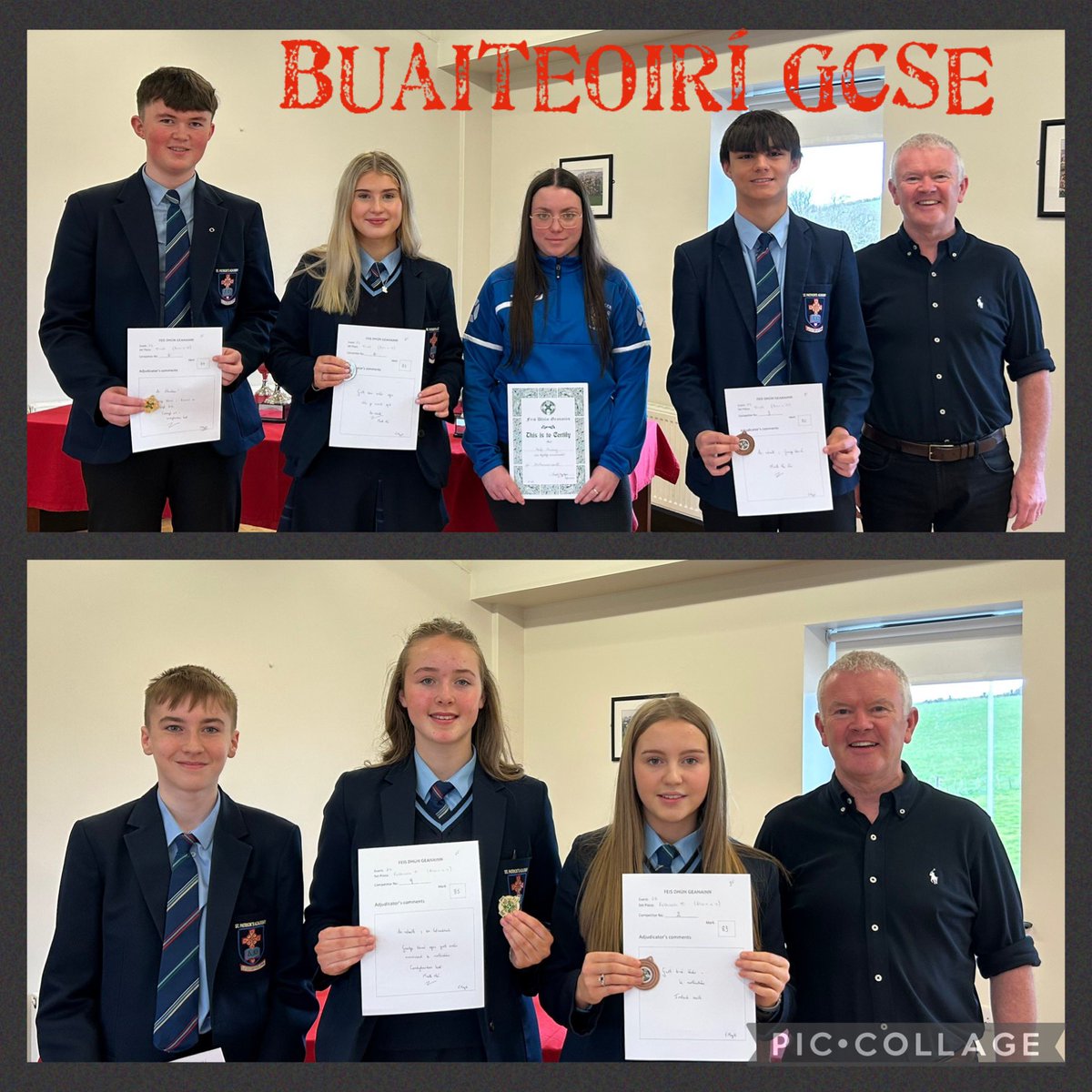 Comhghairdeas le Caolán 🥇, Ailís-Mae 🥈 &amp; Micheál 🥉 a bhain duaiseanna aithriseoireachta inniu 🙌.
&amp; Aoife 🥇, Maitiú 🥈 &amp; Méabh 🥉 (bliain 11).