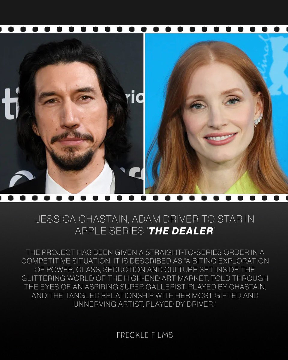 Jessica Chastain and Adam Driver are set to star in the drama series “The Dealer” at Apple TV+, Variety has confirmed. variety.com/2025/tv/news/j…