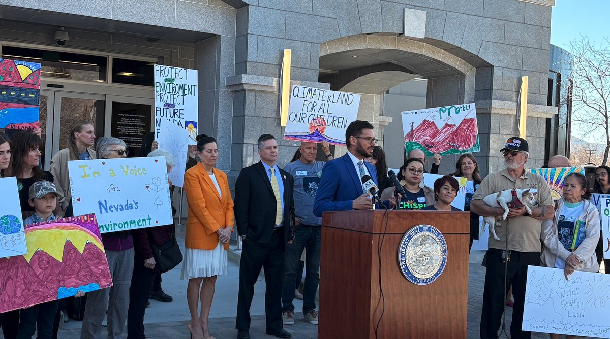 Today we joined <a href="/NVconservation/">NV Conservation League</a> for Conservation Lobby Day! Speaker @SteveYeagerNV, Senator <a href="/rochellenguyen/">Rochelle Thuy Nguyen</a>, and Assemblymember <a href="/HowardWattsNV/">Howard Watts III</a> spoke on plans to reduce energy costs for Nevadans with solar and to get our kids outside to experience Nevada's natural beauty #nvleg