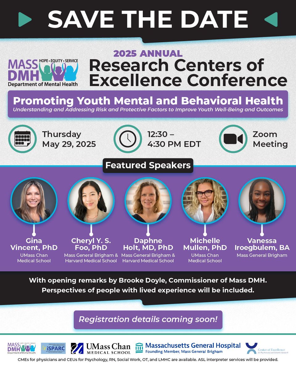 UMass Chan iSPARC (@umass_sparc) on Twitter photo #SaveTheDate! May 29th is our Annual <a href="/MassDMH/">Massachusetts DMH</a> Research COE Conference. Hosted by iSPARC and MGH CoE Psychosocial and Systemic Research. See our website for speakers, agenda, and registration. #SaveTheDate! May 29th is our Annual <a href="/MassDMH/">Massachusetts DMH</a> Research COE Conference. Hosted by iSPARC and MGH CoE Psychosocial and Systemic Research. See our website for speakers, agenda, and registration.