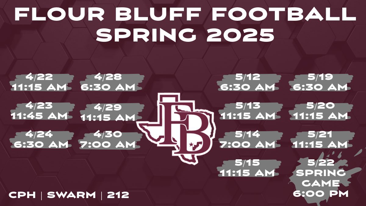 Your Hornets will be back out on the practice field soon. College coaches, come on by and watch these dudes get after it! We have kids for ALL levels!

#RecruitTheBluff #SWARM #CPH