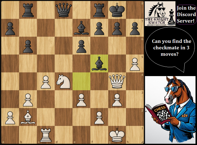 TheKnightKwatch's tweet photo. Mate in 3 3⃣🔥!White  to play, can you spot it? #chess #chessmasters #chessnews #chesstactics #tactics #chessable #chessbase @GothamChess @GMHikaru #puzzles #chesspuzles @GmNaroditsky #Science #math #physics https://t.co/btl0BFf8bz