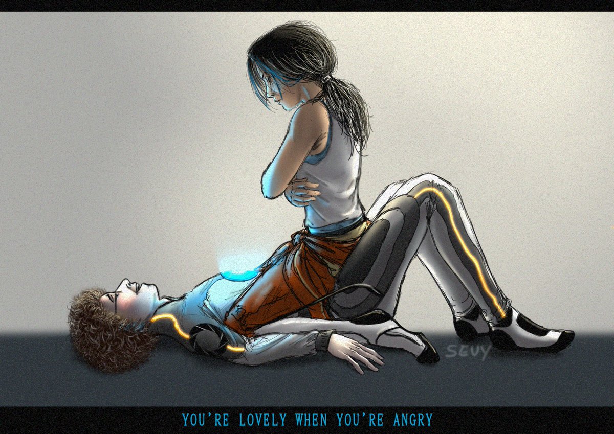 ThePotatoCore's tweet photo. "You're lovely when you're angry"

Just a wholesome Chelley one 😊 

#Wheatley would always admire #Chell's firey spirit, even if he is the main reason for her moods and off days....

#portal2 #gaming #portal https://t.co/pHnJnnFWeY