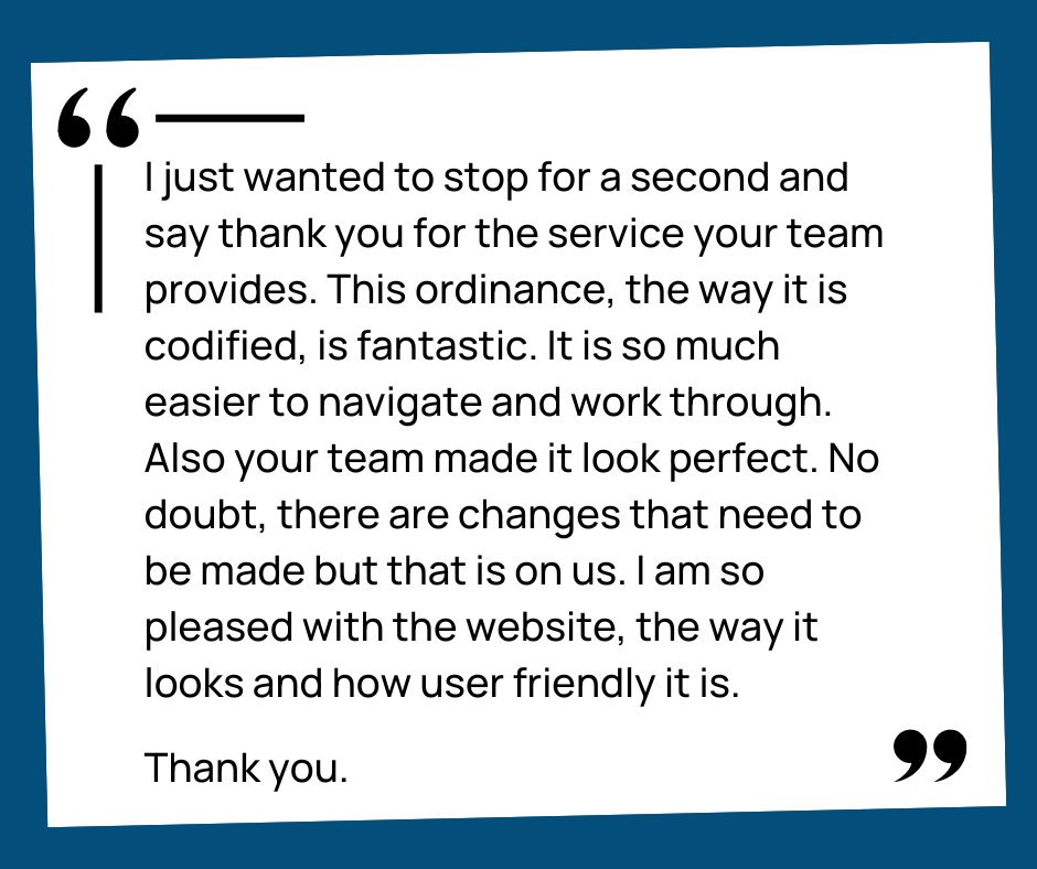 We received a wonderful compliment from a municipality in Idaho that we wanted to share.