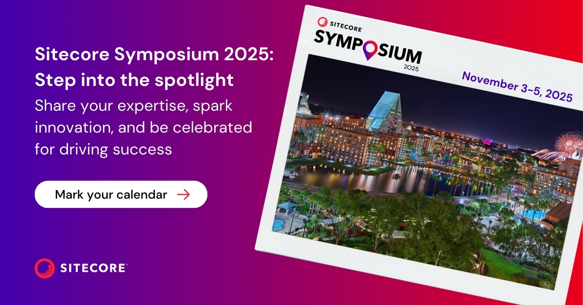 Mark your calendars: Call for Speakers and Digital Impact Awards 2025 (previously the Sitecore Experience Awards) submissions open April 1!

Want to wow the #SitecoreSYM 2025 crowd? Start preparing your submissions! Preview the categories: siteco.re/4hNk2Zz