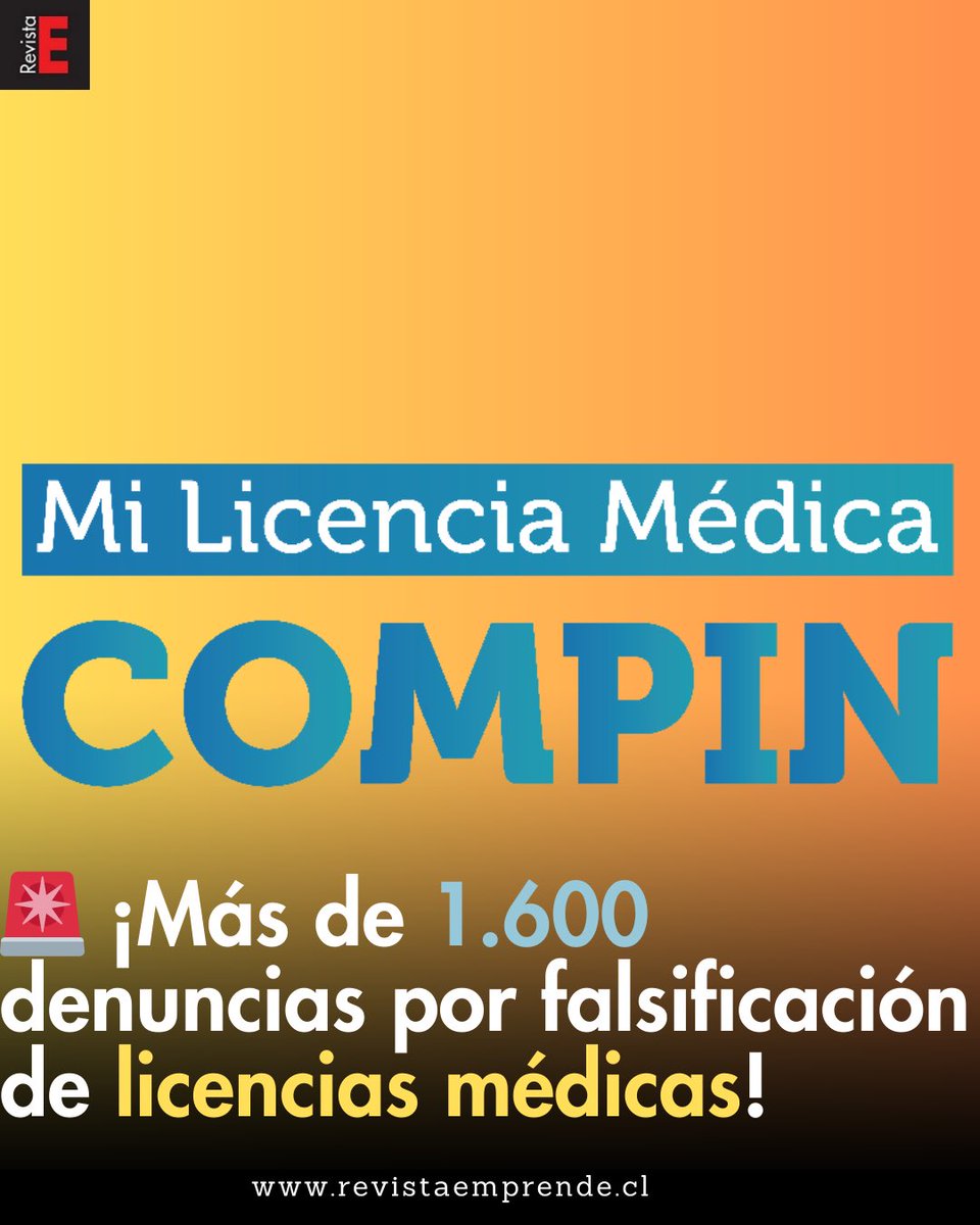 🚨 ¡La falsificación de licencias médicas crece a pasos alarmantes! 🚨

Sigue leyendo en:
revistaemprende.cl/?p=33148
Y no olvides seguirnos en nuestras redes sociales!:
FB: RevistaEmprende
IG: <a href="/revistaemprende/">Isabel Garcia</a>.cl

#FraudeLicenciasMédicas #Denuncias