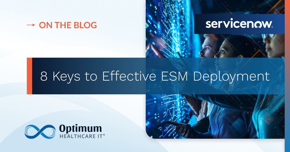ESM is like a magic tool for healthcare organizations. It can also ensure that you are running as smoothly and efficiently as possible. But if you do not properly plan for your ESM, there can be major headaches.

#ESM #ITSM #HR #finance #patientservices 
hubs.la/Q03dn6Gx0