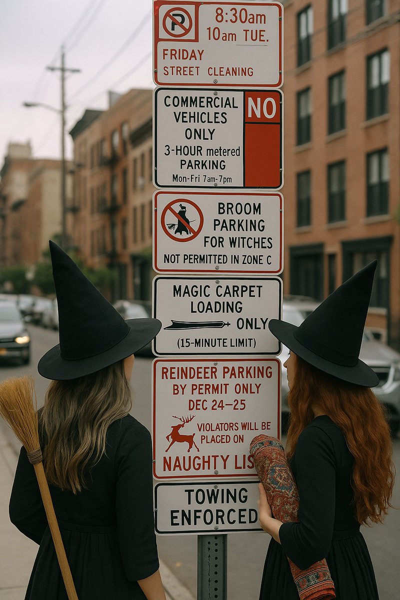 nickfloats's tweet image. Wow. GPT-4o actually one shot this:
a photorealistic image of two witches in their 20s (one ash balayage, one with long wavy auburn hair) reading a street sign.
Context: a city street in a random street in Williamsburg, NY with a pole covered entirely by numerous detailed…