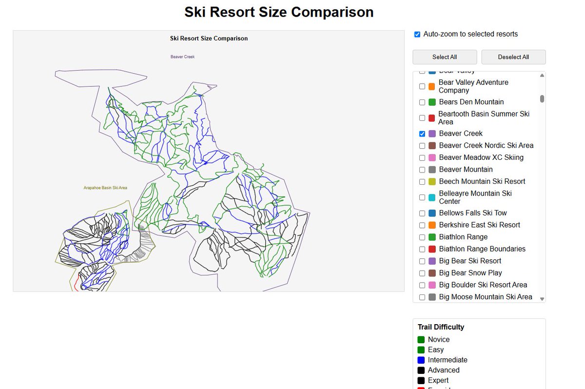 GlobalSkiAtlas's tweet photo. Ever wondered how ski resort sizes stack up? 🏔️⛷️ Now you can! Compare ski areas with Global Ski Atlas: https://t.co/1wv3E7aKnu. It overlays OpenStreetMap ski resort data to show resorts side by side! #skiing #skimap #GIS https://t.co/8CATfnphgS