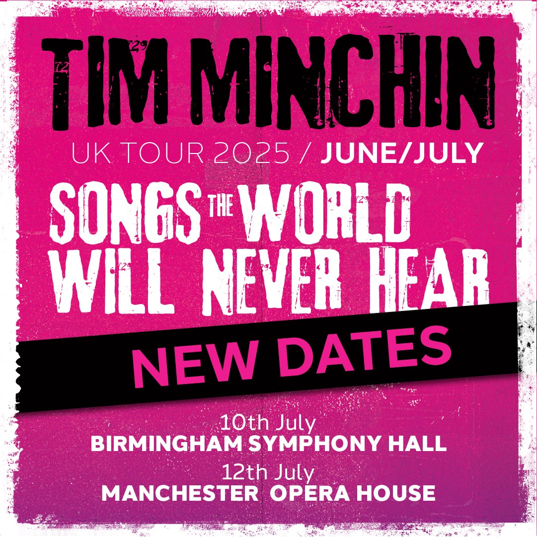 Two New Dates for the UK Tour!
On sale tomorrow, Thursday 27th March, at 12 noon.

BIRMINGHAM - Symphony Hall - Thursday 10th July
MANCHESTER - Opera House - Saturday 12th July

Tickets available from venues and Ticketmaster.
More details and all ticket links here: