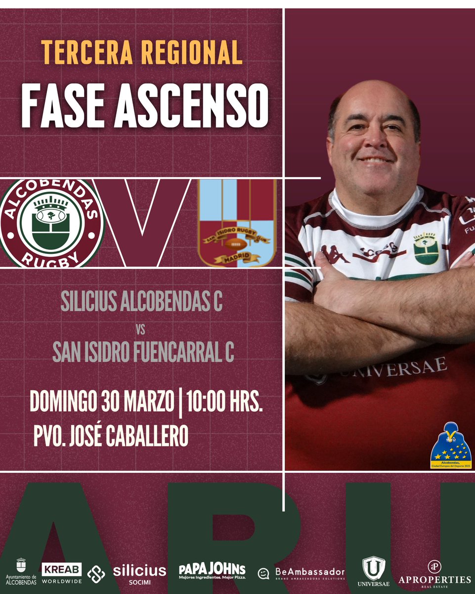 AlcobendasRugby's tweet photo. 📅 Cuarta jornada de la segunda fase, grupo ascenso de Liga Tercera Regional para nuestro Silicius Alcobendas Rugby C:
🏉 Silicius Alcobendas C
🆚 San Isidro Rugby
📍 Pvo. José Caballero
📅 Domingo, 30 de marzo
⏰ 10:00 hrs
#SiempreGranates
#SomosGranates
#ARUC https://t.co/mg6nEF922C