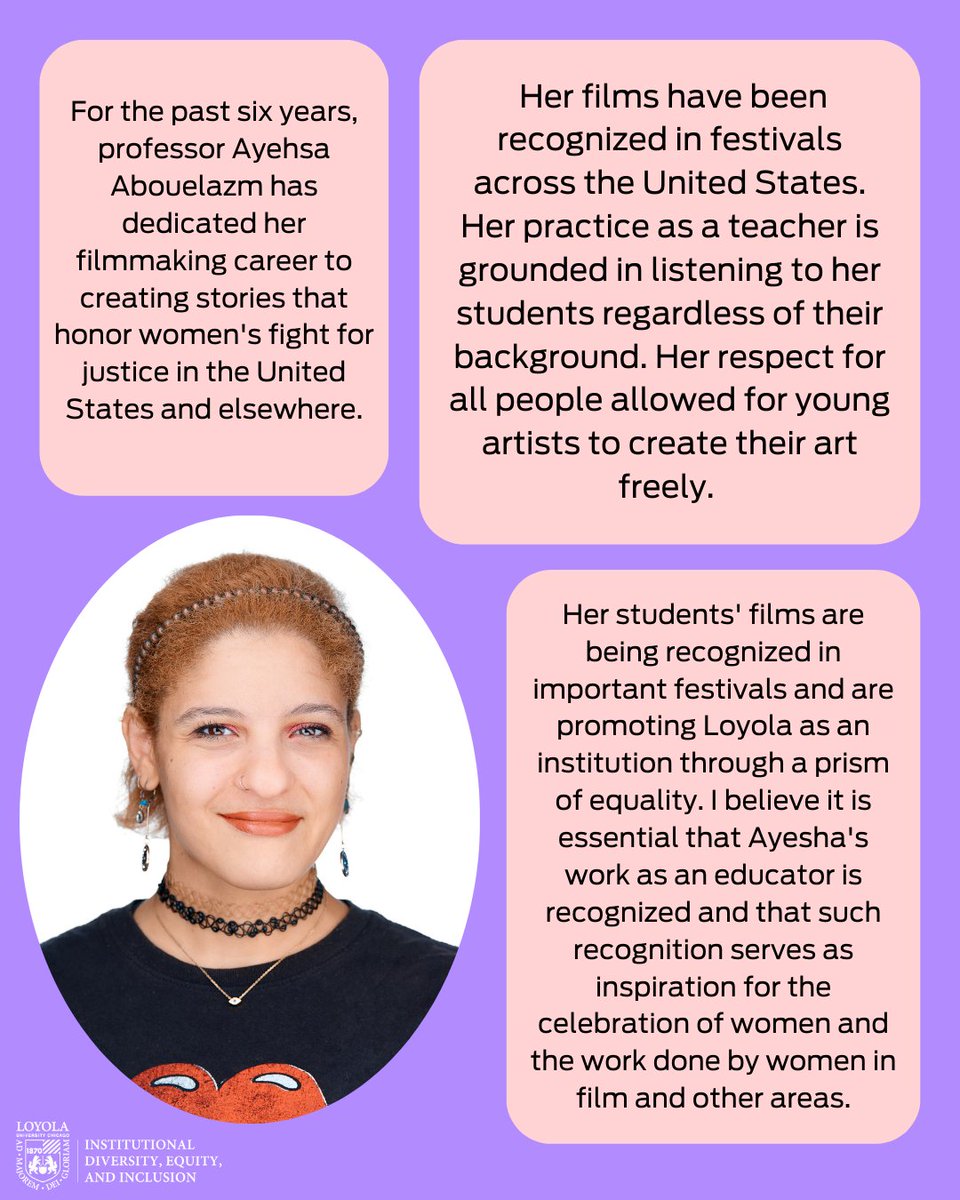 In honor of Women's History Month, we're celebrating the amazing leaders fostering belonging and empowerment at Loyola. A special shoutout to Ayesha for her inspiring dedication to creating an inclusive campus where everyone feels at home! 💗 ✨ #WomensHistoryMonth #LoyolaLeaders