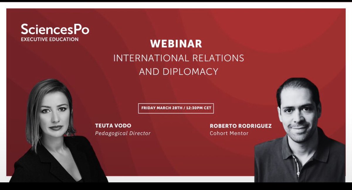 🚀 Join our exclusive International Relations &amp; Diplomacy webinar!
🌍 Navigate global challenges with Sciences Po Executive Education’s high-level programme for public, private &amp; NGO professionals.
📅 March 28 | 12:30 CET
🔗 Register now: swll.to/Ey14t
#Diplomacy