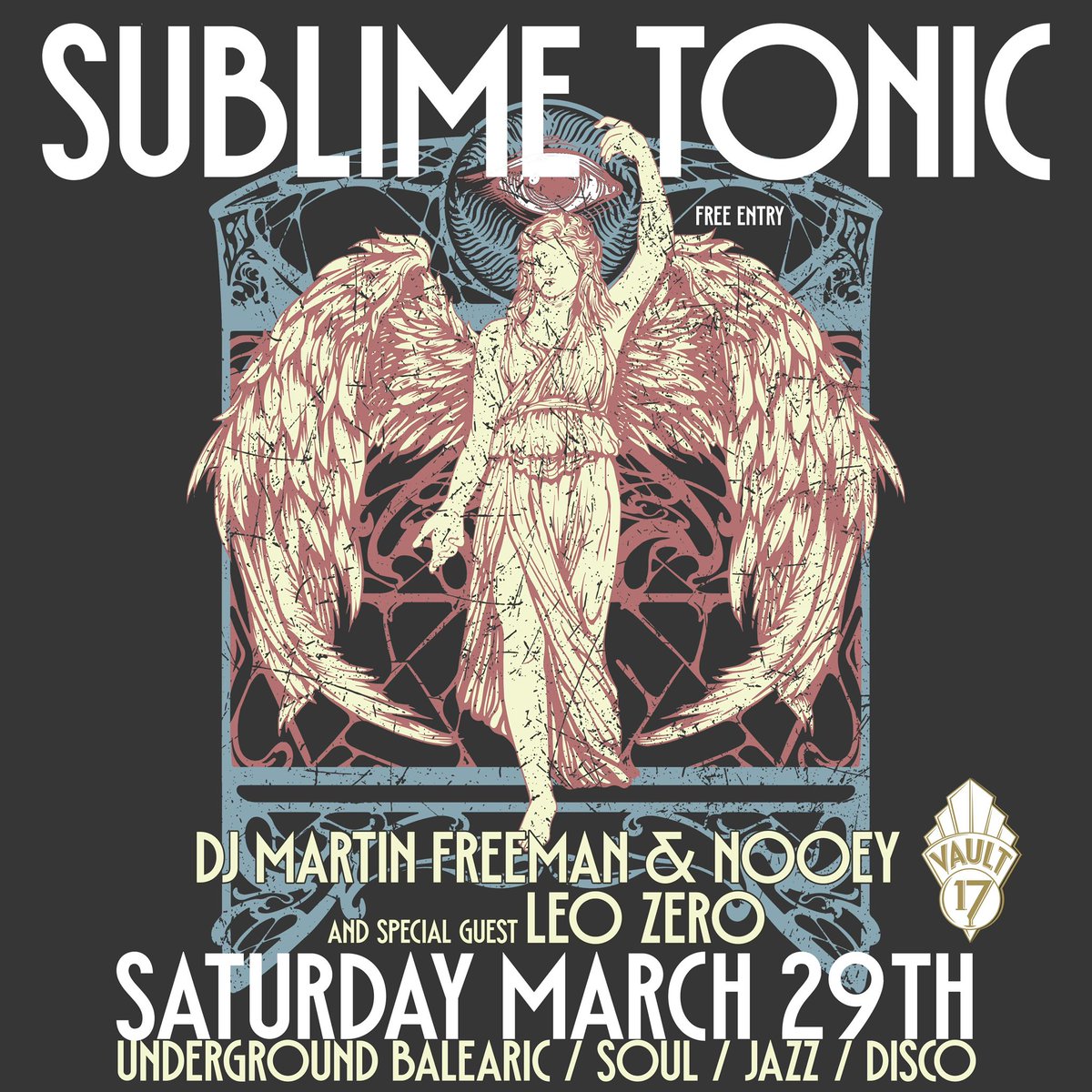 shakeyour_booty's tweet photo. This Saturday at Vault 17 expect an eclectic mix of all that chugs with Nooey, Martin Freeman & special guest Leo Zero plus we will be open until midnight.
Saturdays never sounded so good!
#leozero #vault17 #sublimetonic #djnooey #djmartinfreeman #disco #soul #balearic #funk https://t.co/et4cxDQzxD