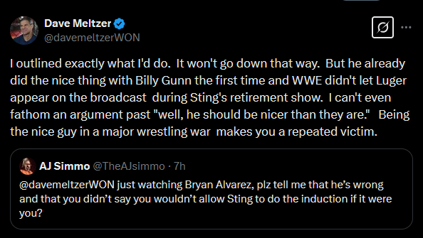 After everything Lex Luger has been through Dave Meltzer would happily ruin his #WWEHOF induction  because of a "major wrestling war" that exists only in his mind. It's time #AEW cut him loose, listening to this guys advice for 5 years has already driven them to irrelevancy. #wwe