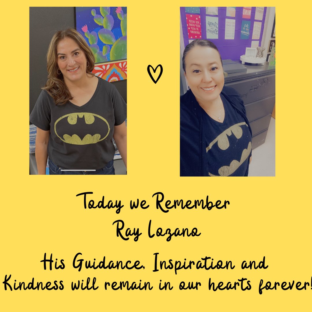 Patricia Lujan-Gonzalez (@mpgonza2) on Twitter photo Today, Diana and I proudly wear our Batman shirts in honor and remembrance of our incredible leader. His kindness, dedication, and unwavering support made a lasting impact on so many lives. Mr. Lozano, you will always be a hero in our hearts.🕊️#HonoringRayLozano <a href="/ELPASO_ISD/">El Paso ISD</a> Today, Diana and I proudly wear our Batman shirts in honor and remembrance of our incredible leader. His kindness, dedication, and unwavering support made a lasting impact on so many lives. Mr. Lozano, you will always be a hero in our hearts.🕊️#HonoringRayLozano <a href="/ELPASO_ISD/">El Paso ISD</a>
