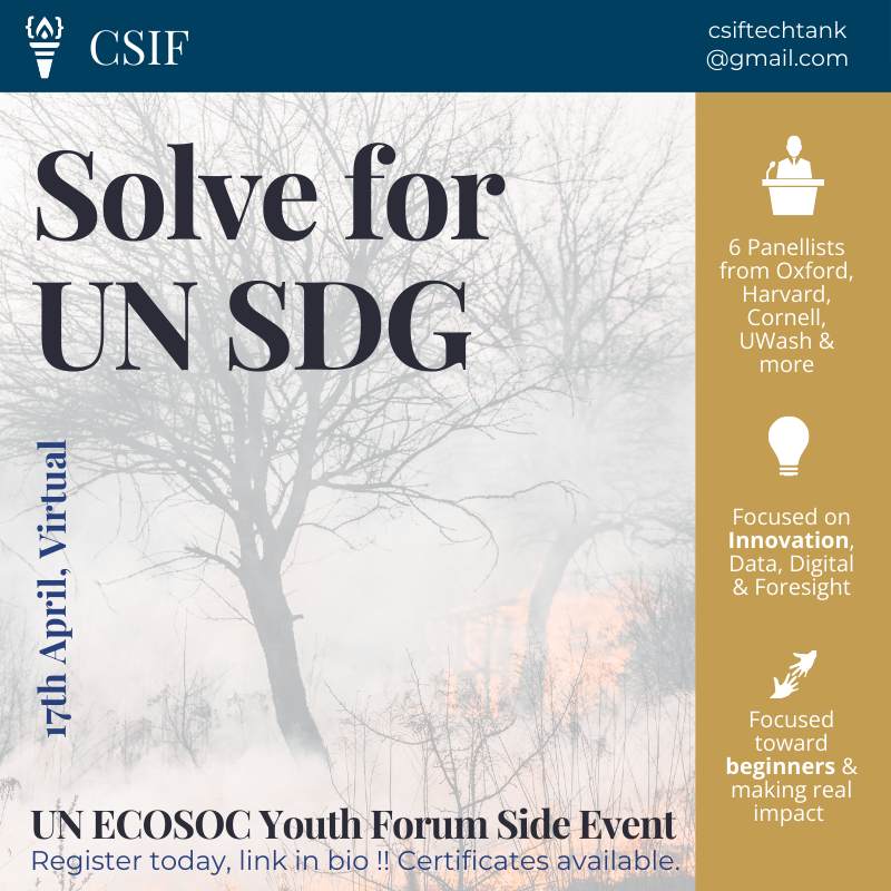 CSIF_outreach's tweet photo. TLDR: Register https://t.co/hVzjRFioaO

Learn from students of Oxford, Cornell, Harvard, WashU 🎉, and more, about how they impacted society despite being young 💪! With only 5 years left to achieve the UN Sustainable Development Goals (SDGs) 🕒, it's time to act! 🚨 https://t.co/4bLlA4oNUi