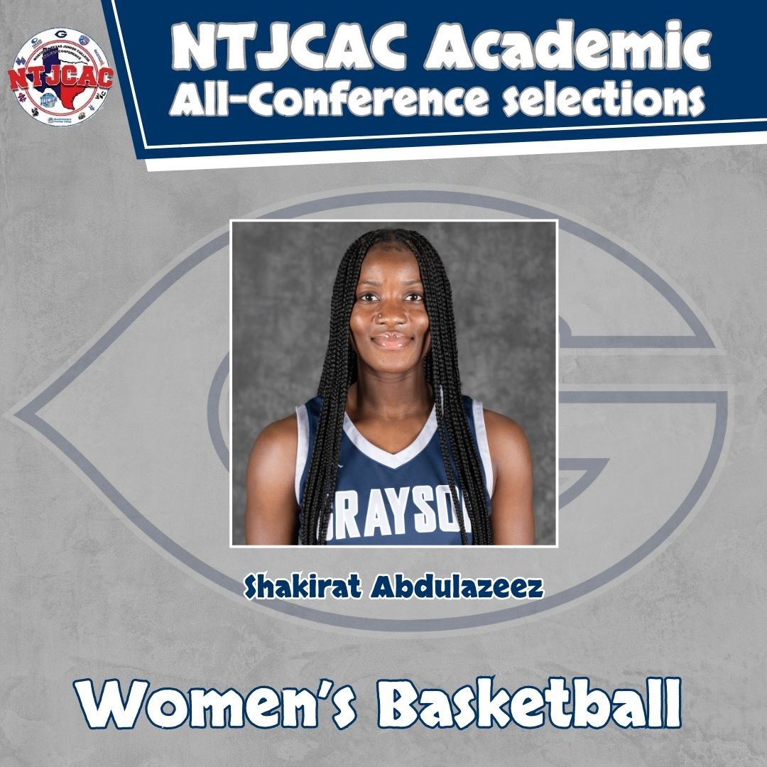 Grayson College Women's Basketball (@graysonwbb) on Twitter photo Congratulations to Women’s Basketball player Shakirat Abdulazeez for earning NTJCAC Academic All-Conference Honors!
She completed a minimum of 36 hours of courses toward a degree, and maintained a GPA of a 3.25 GPA or higher!
<a href="/CoachBSimm0/">Simeon Burton</a> Congratulations to Women’s Basketball player Shakirat Abdulazeez for earning NTJCAC Academic All-Conference Honors!
She completed a minimum of 36 hours of courses toward a degree, and maintained a GPA of a 3.25 GPA or higher!
<a href="/CoachBSimm0/">Simeon Burton</a>